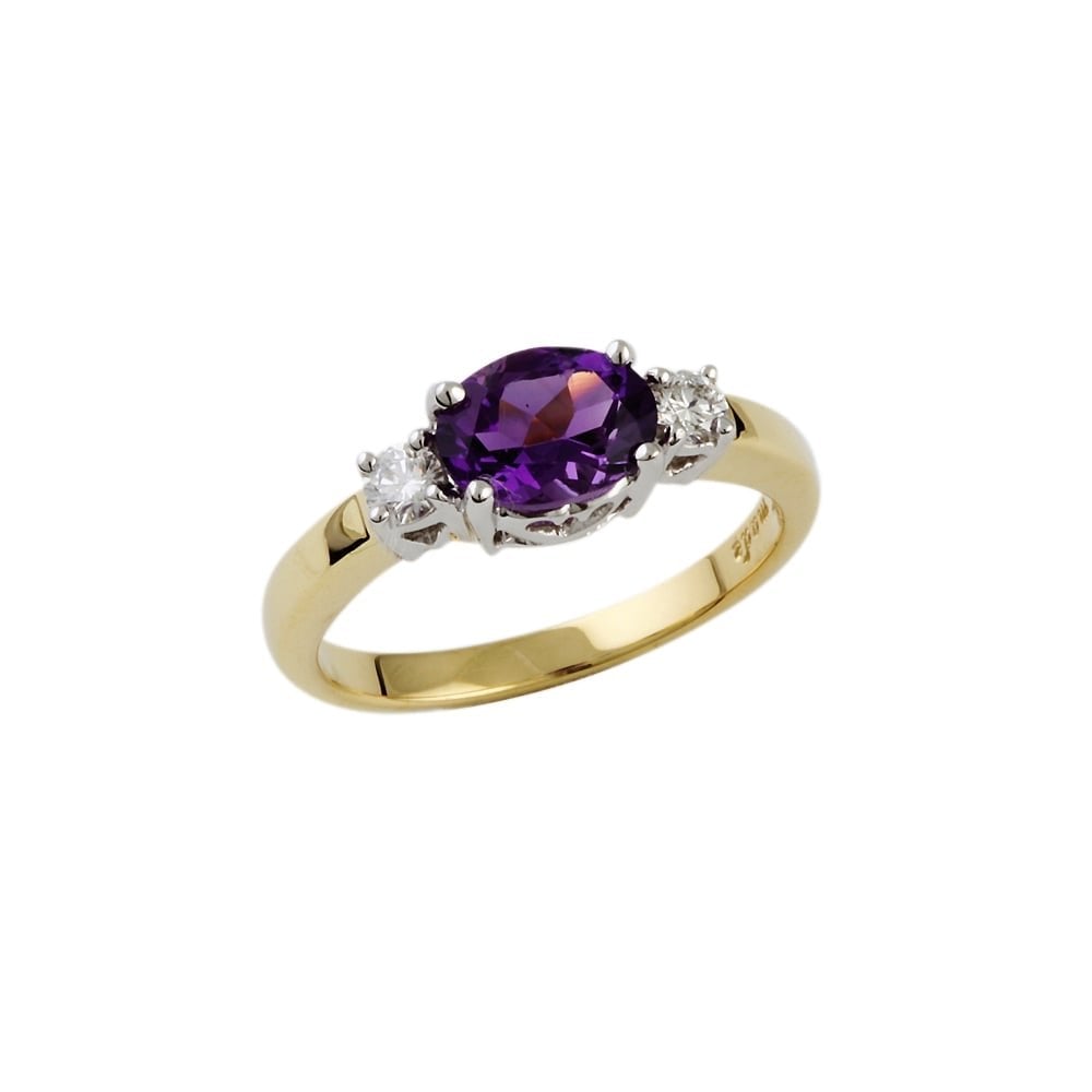 9ct Gold Amethyst 1.11ct and Diamond Ring 0.21ct