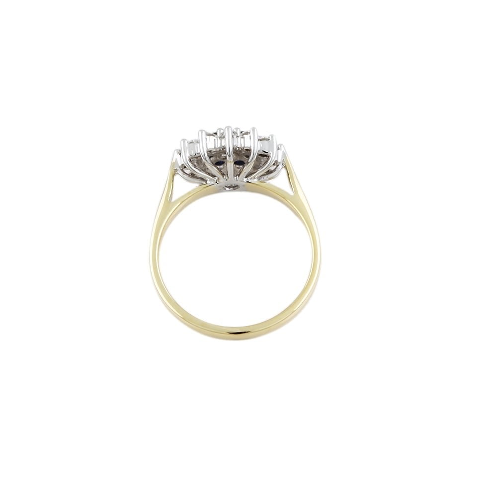 9ct gold Blue Sapphire and Diamond Cluster Ring