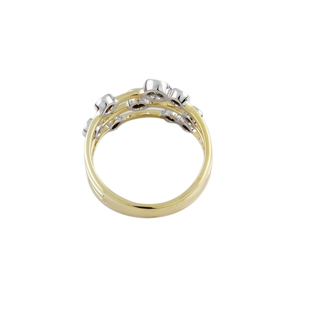 9ct Yellow and White Gold Diamond Bubble Ring 0.74ct