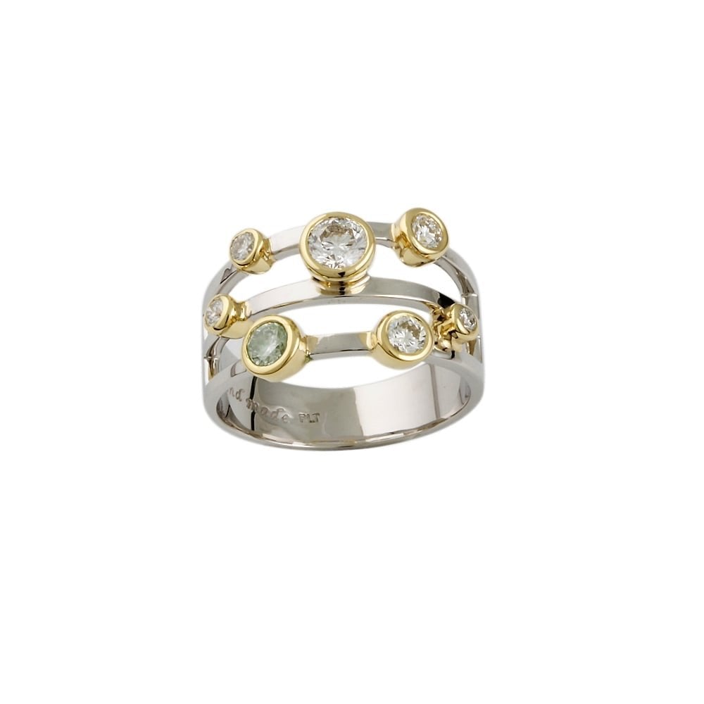 9ct Yellow and White Gold Diamond Bubble Ring 0.75ct