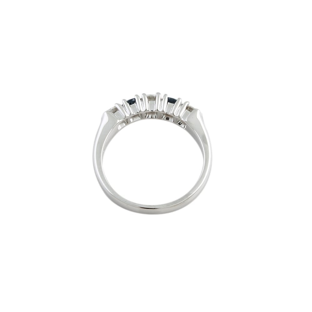 9ct gold Blue Sapphire and Diamond Five Stone Ring