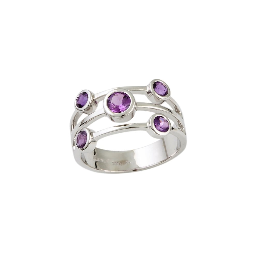 9ct White Gold Amethyst Bubble Ring 0.97ct