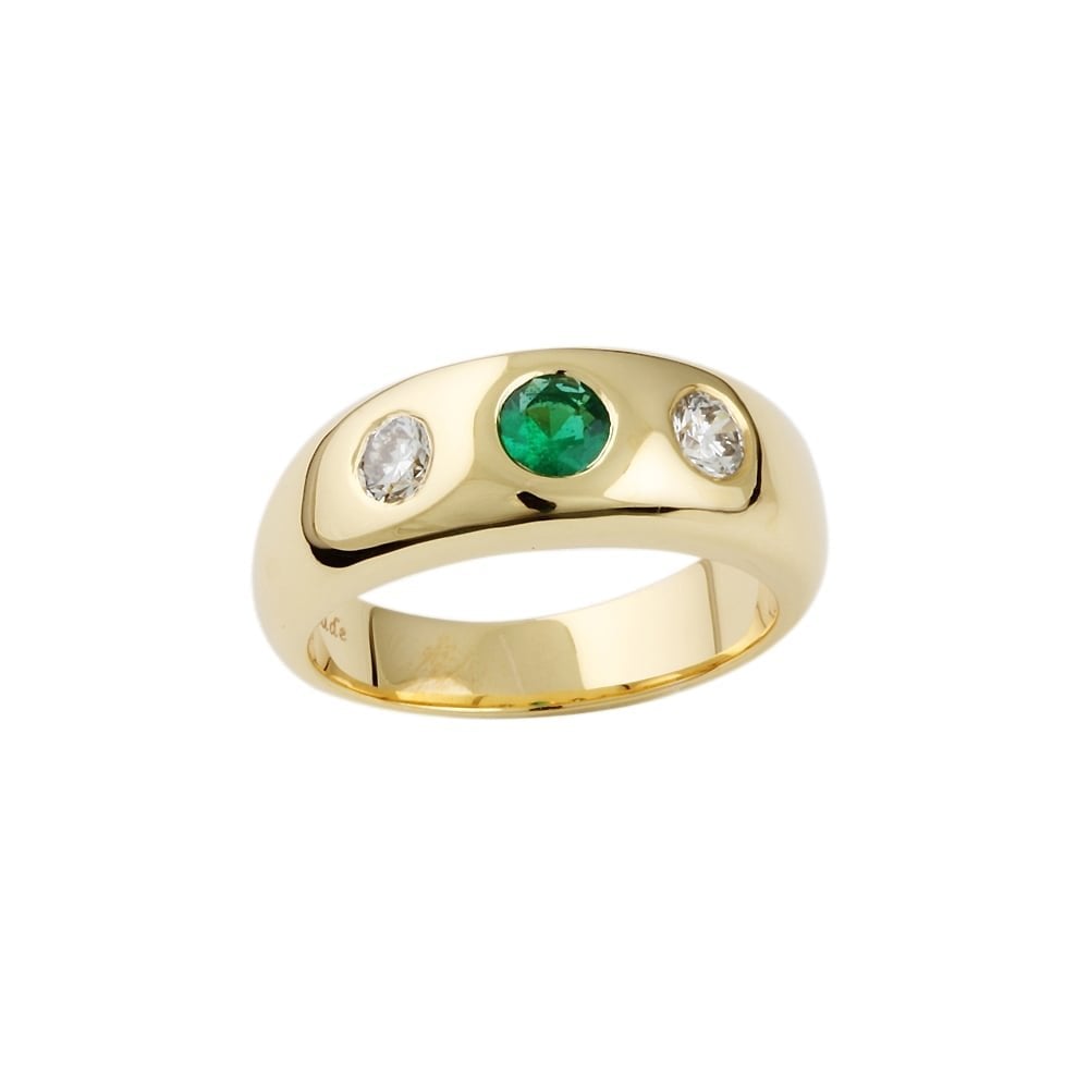 9ct Yellow Gold Emerald and Diamond Ring