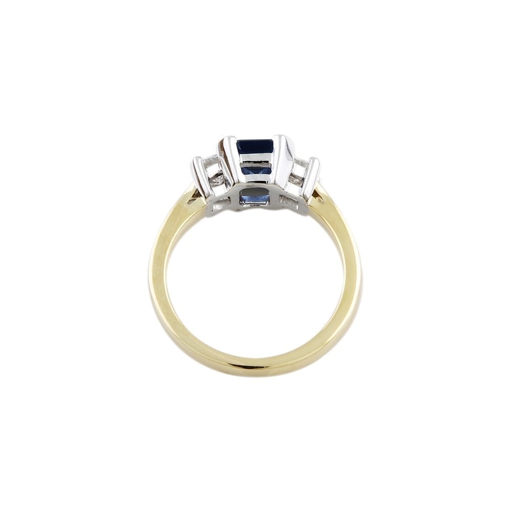 9ct Yellow and White Gold Sapphire and Diamond Three Stone Ring