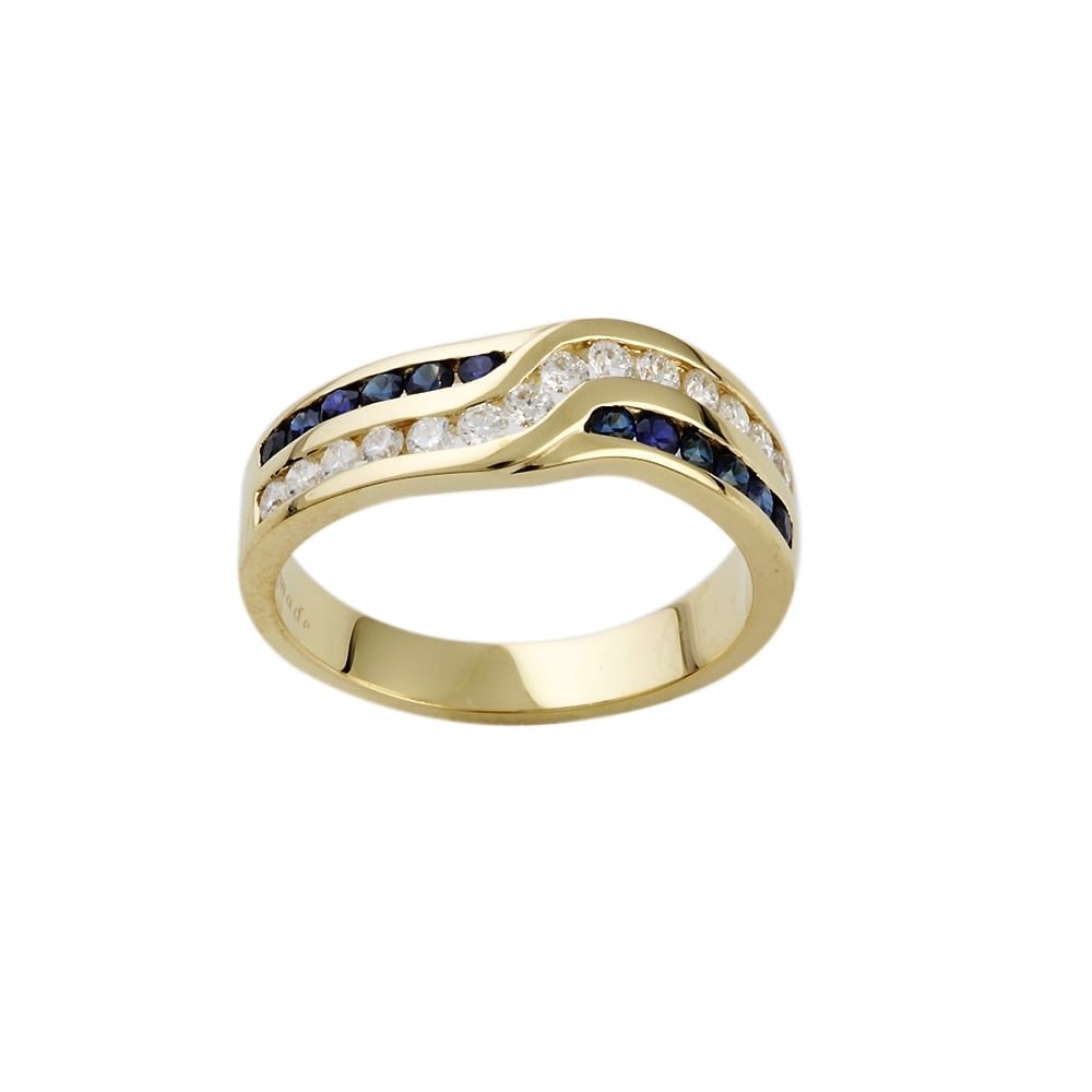 9ct Yellow Gold Diamond and Sapphire Ring