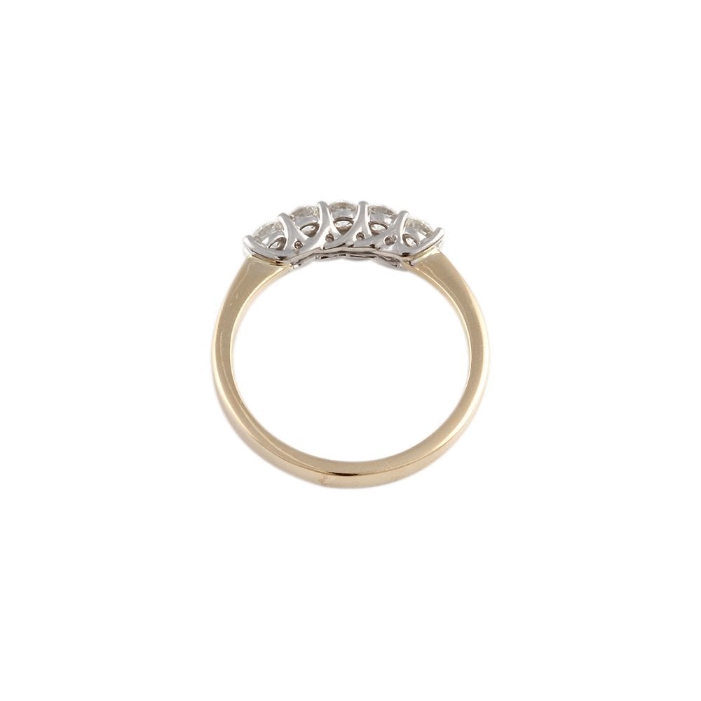 Yellow and White Gold 0.45ct Round Brilliant Diamond Five Stone Half Eternity Ring