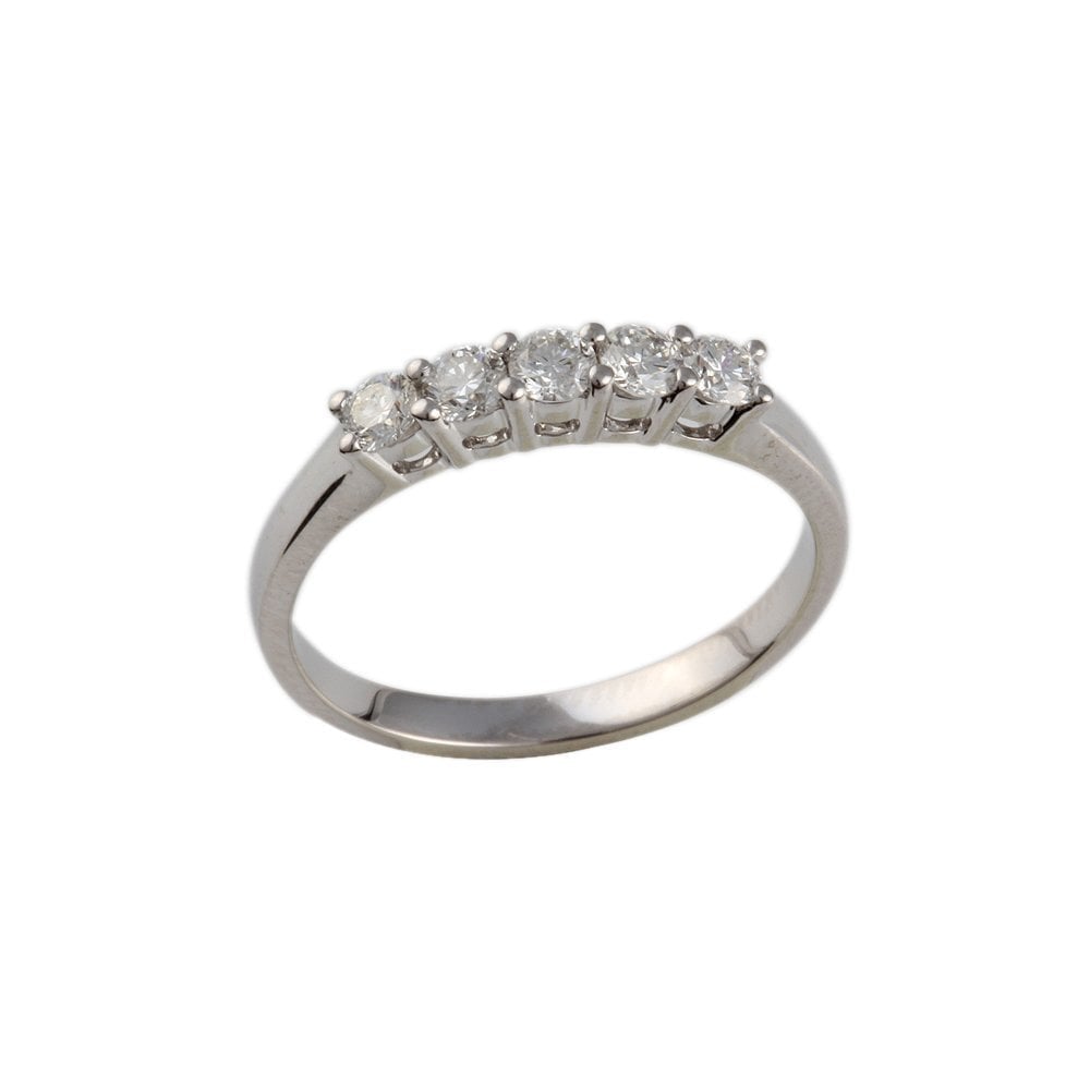White Gold 0.45ct Round Brilliant Diamond Five Stone Half Eternity Ring