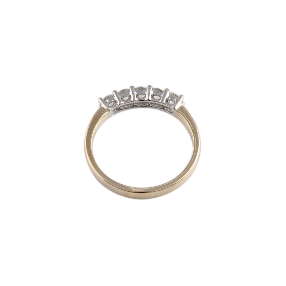Yellow and White Gold 0.55ct Round Brilliant Diamond Five Stone Half Eternity Ring