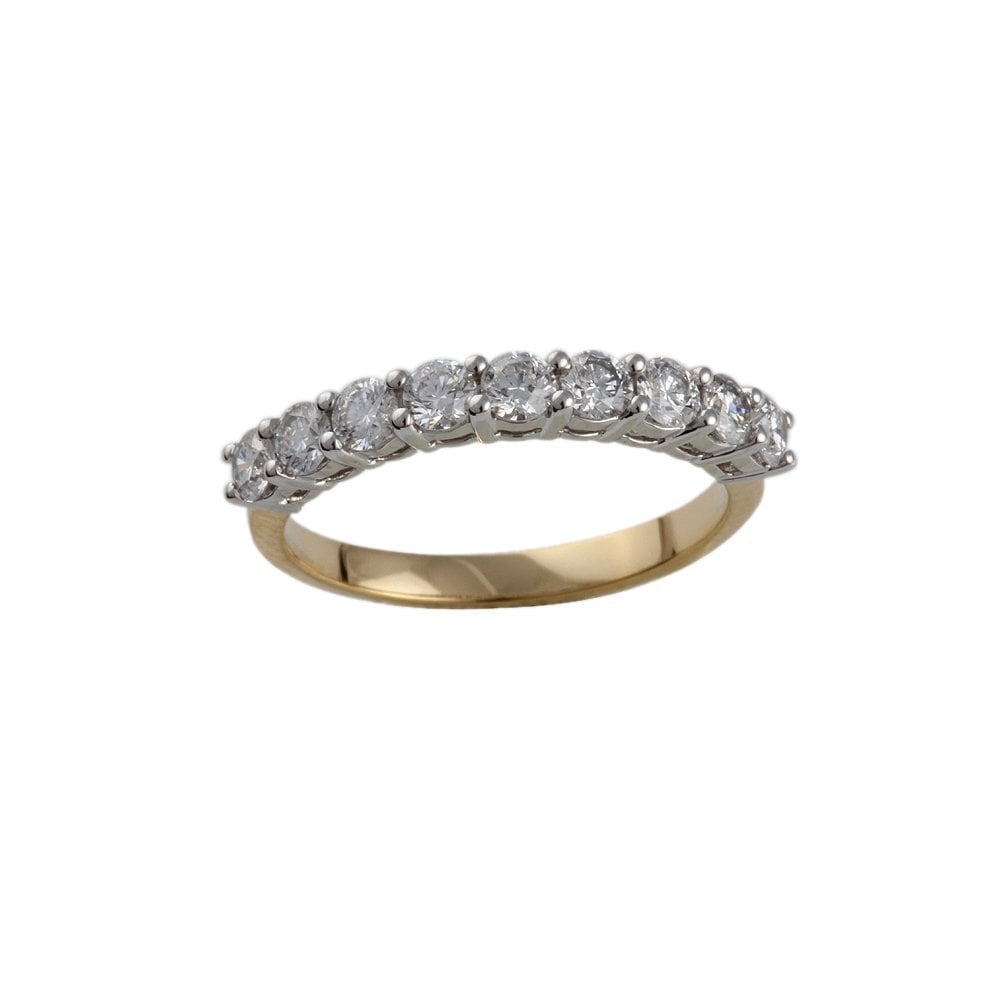 Yellow and White Gold 0.65ct Round Brilliant Diamond Nine Stone Half Eternity Ring