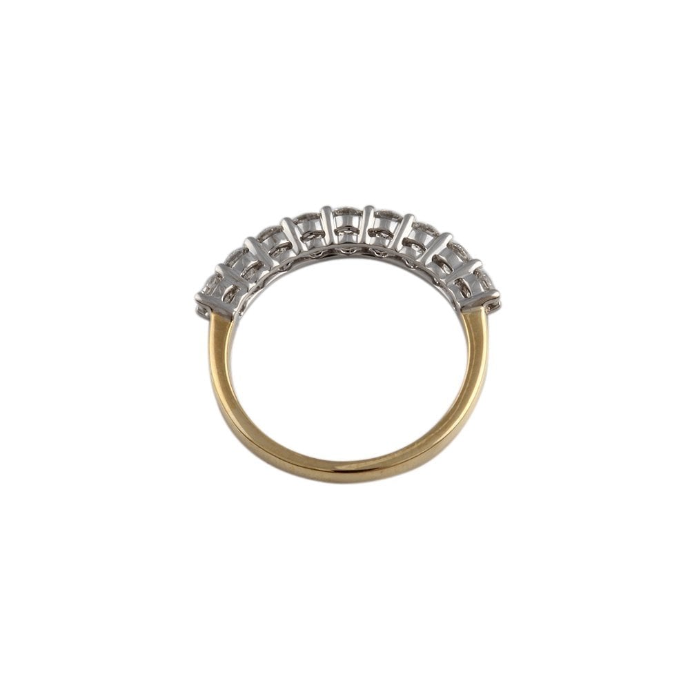 Yellow and White Gold 0.70ct Round Brilliant Diamond Nine Stone Half Eternity Ring