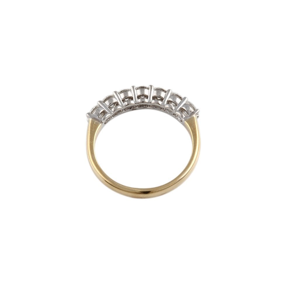 Yellow and White Gold 1.00ct Round Brilliant Diamond Seven Stone Half Eternity Ring