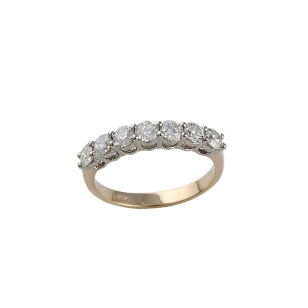 Yellow and White Gold 1.25ct Round Brilliant Diamond Seven Stone Half Eternity Ring