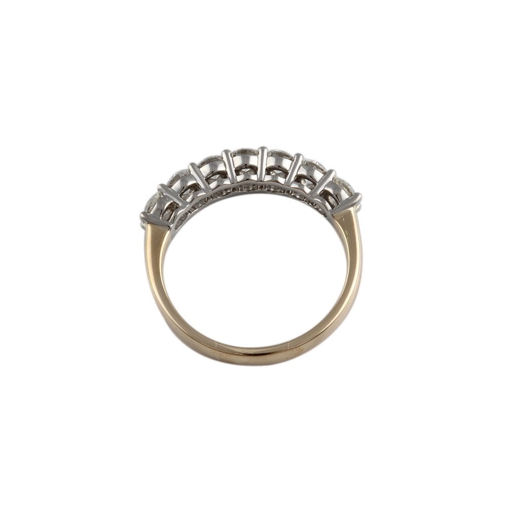 Yellow and White Gold 1.25ct Round Brilliant Diamond Seven Stone Half Eternity Ring