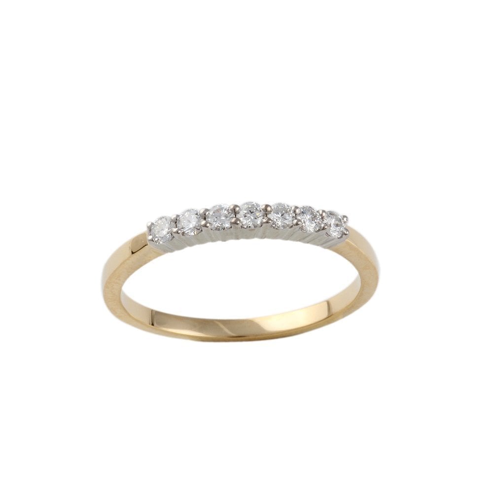 Yellow and White Gold 0.28ct Round Brilliant Diamond Seven Stone Half Eternity Ring