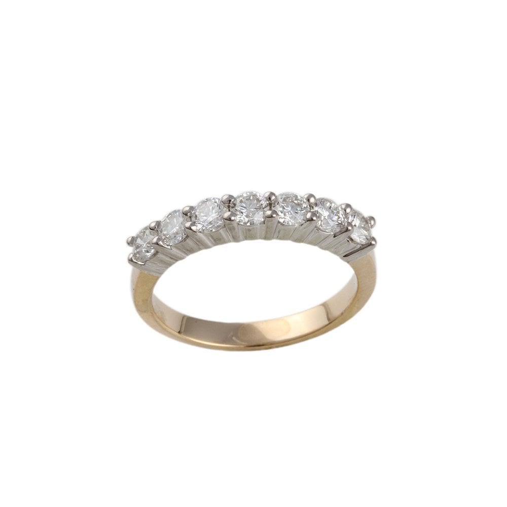 Yellow and White Gold 0.70ct Round Brilliant Diamond Seven Stone Half Eternity Ring