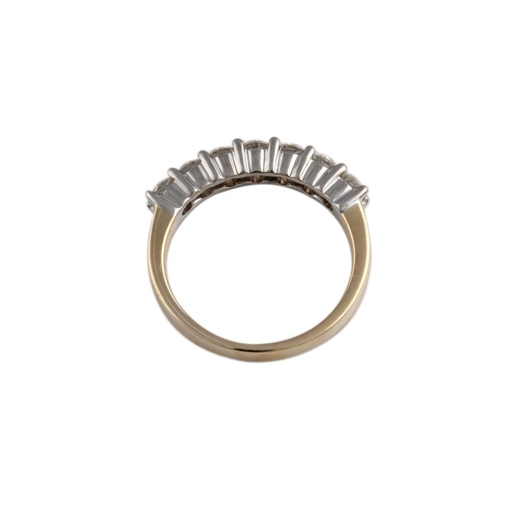 Yellow and White Gold 0.70ct Round Brilliant Diamond Seven Stone Half Eternity Ring