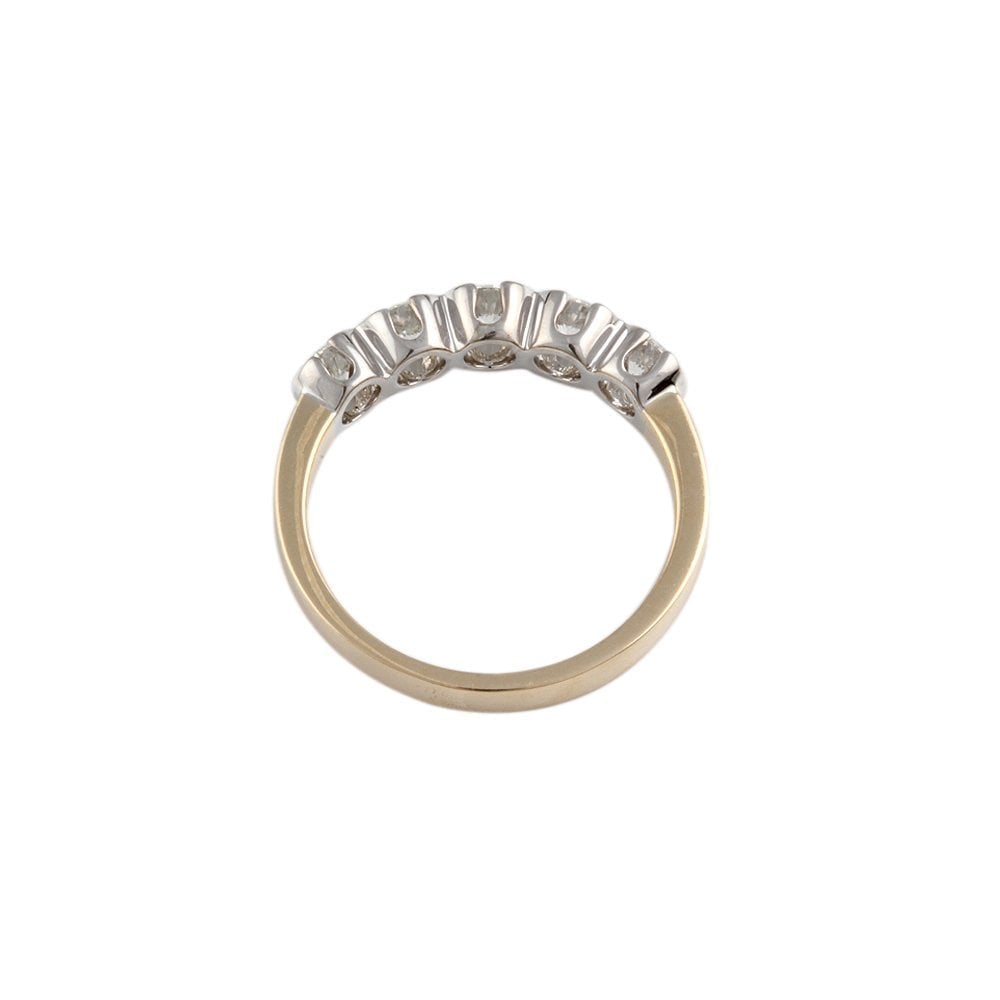 Yellow and White Gold 0.70ct Round Brilliant Diamond Five Stone Half Eternity Ring