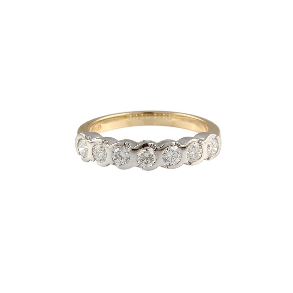 Yellow and White Gold 0.55ct Round Brilliant Diamond Seven Stone Half Eternity Ring