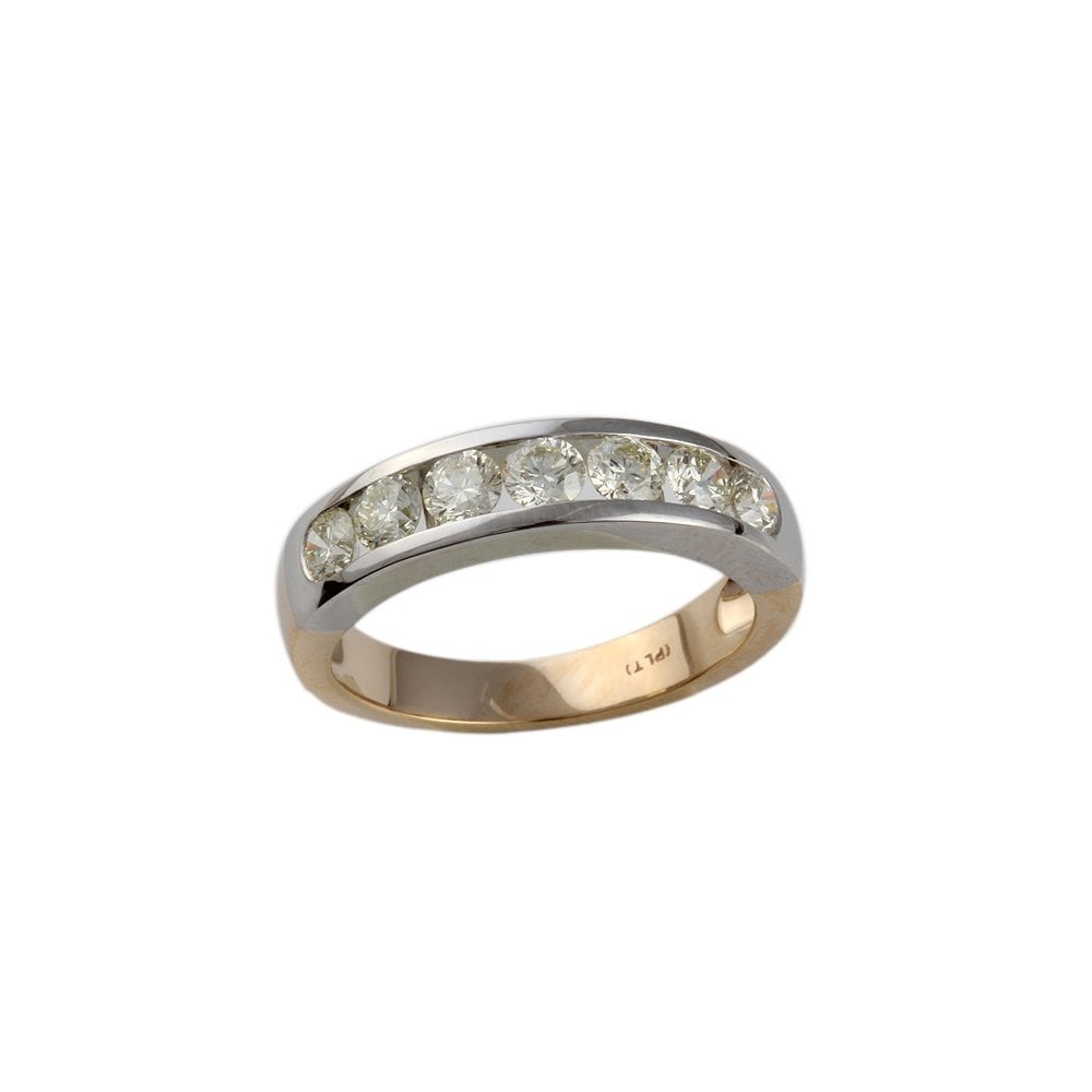 Yellow and White Gold 1.25ct Round Brilliant Diamond Seven Stone Half Eternity Ring