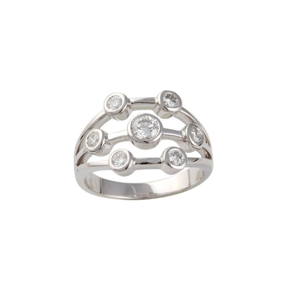 White Gold 0.75ct Round Brilliant Diamond Seven Stone Bubble Ring