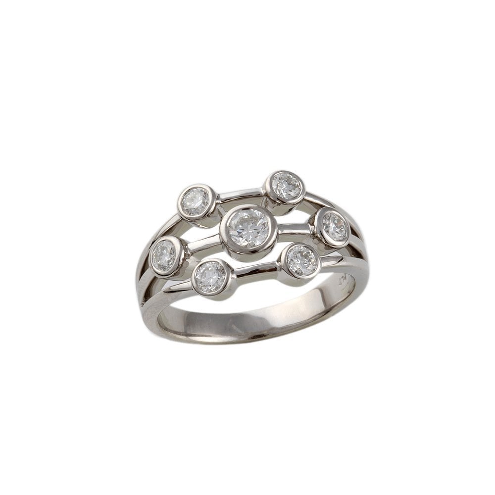 White Gold 1.00ct Round Brilliant Diamond Seven Stone Bubble Ring