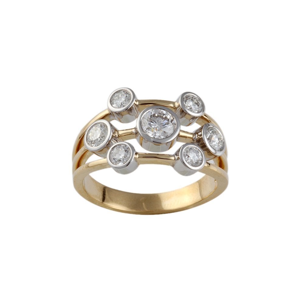 Yellow and White Gold 0.50ct Round Brilliant Diamond Cluster Ring