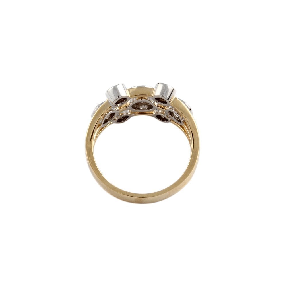 Yellow and White Gold 0.50ct Round Brilliant Diamond Cluster Ring