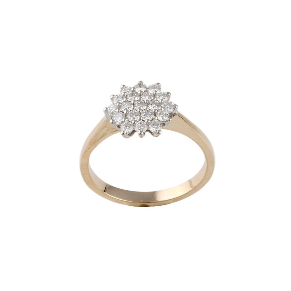 Yellow and White Gold 0.50ct Round Brilliant Diamond Cluster Ring