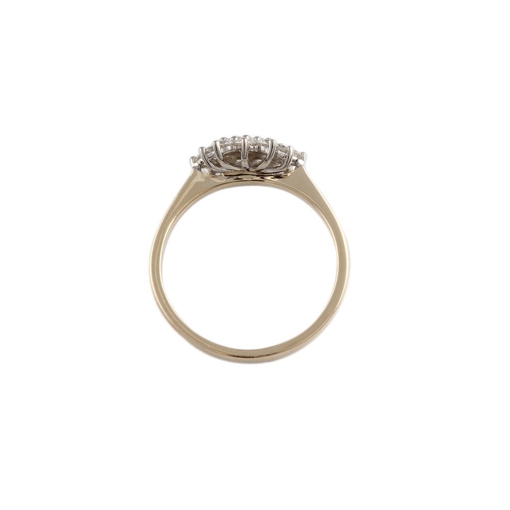 Yellow and White Gold 1.00ct Round Brilliant Diamond Cluster Ring