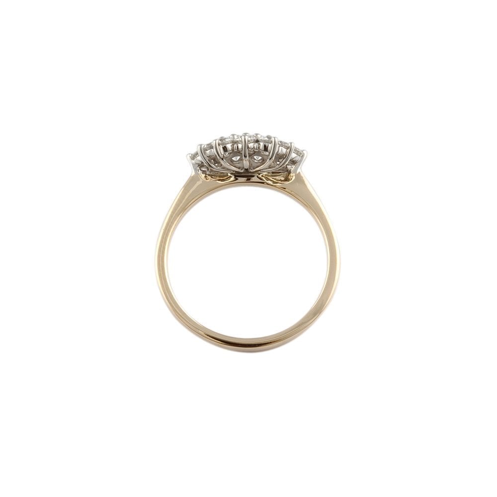 Yellow and White Gold 1.15ct Round Brilliant Diamond Cluster Ring