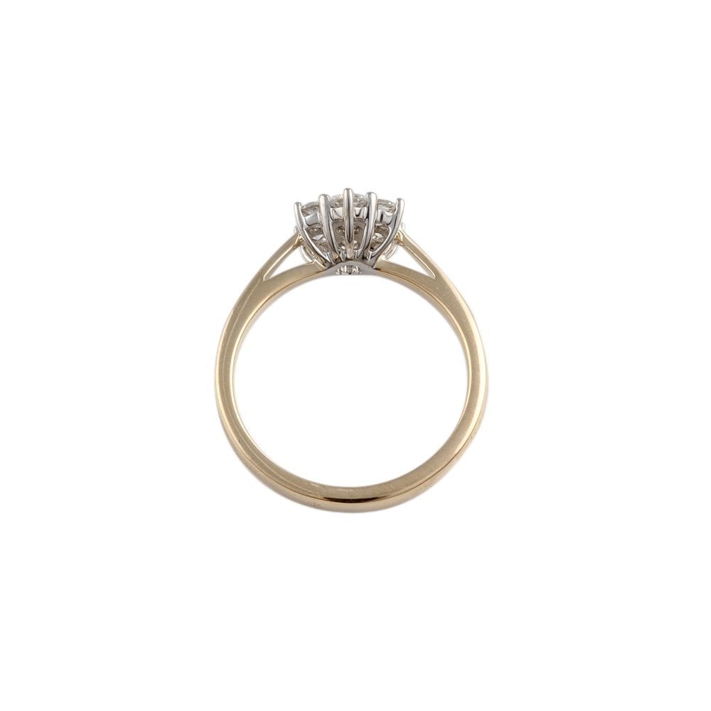 Yellow and White Gold 0.55ct Seven Stone Round Brilliant Diamond Cluster Ring
