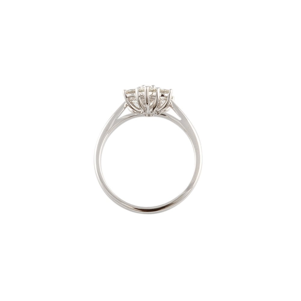 White Gold 0.95ct Seven Stone Round Brilliant Diamond Cluster Ring