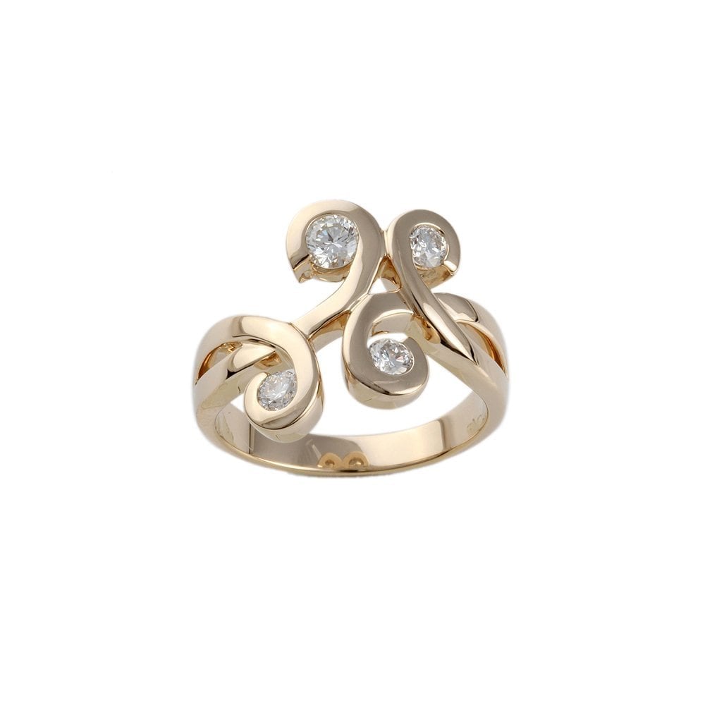Yellow Gold 0.50ct Four Stone Round Brilliant Diamond Bubble Style Ring
