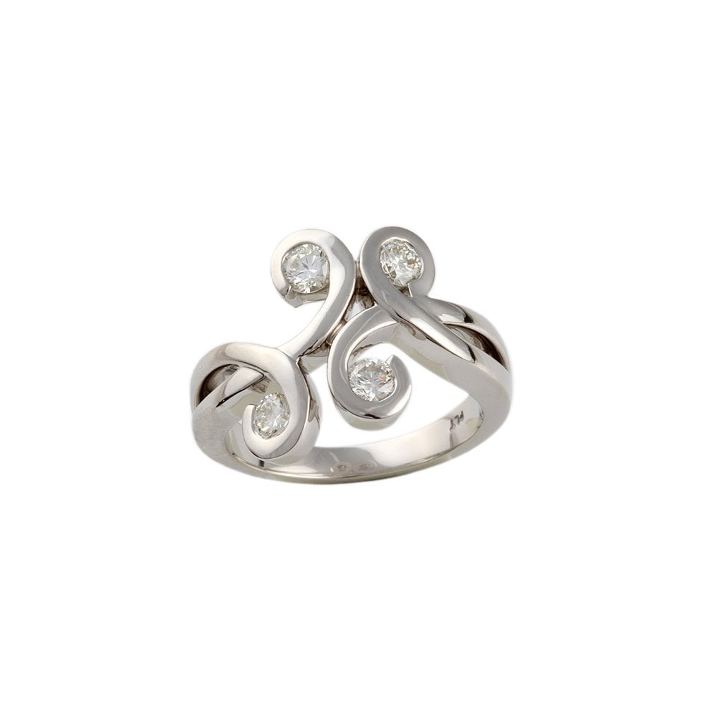 White Gold 0.70ct Four Stone Round Brilliant Diamond Bubble Style Ring