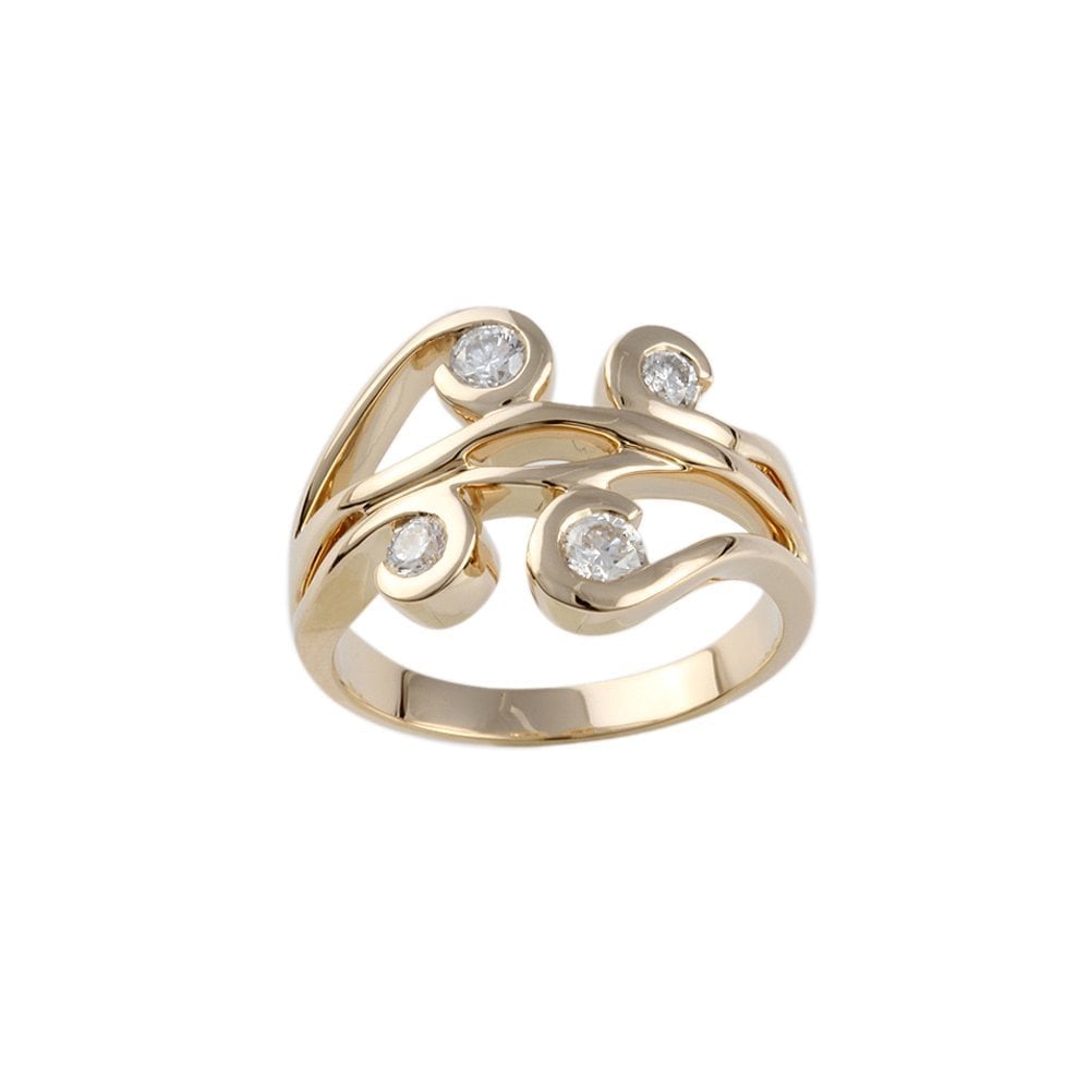 Yellow Gold 0.50ct Four Stone Round Brilliant Diamond Bubble Style Ring