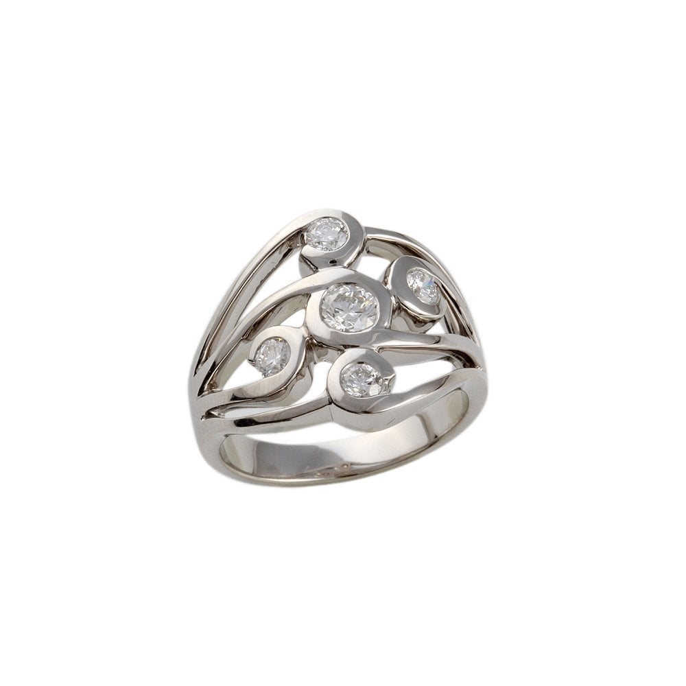 White Gold 0.58ct Five Stone Round Brilliant Diamond Bubble Style Ring