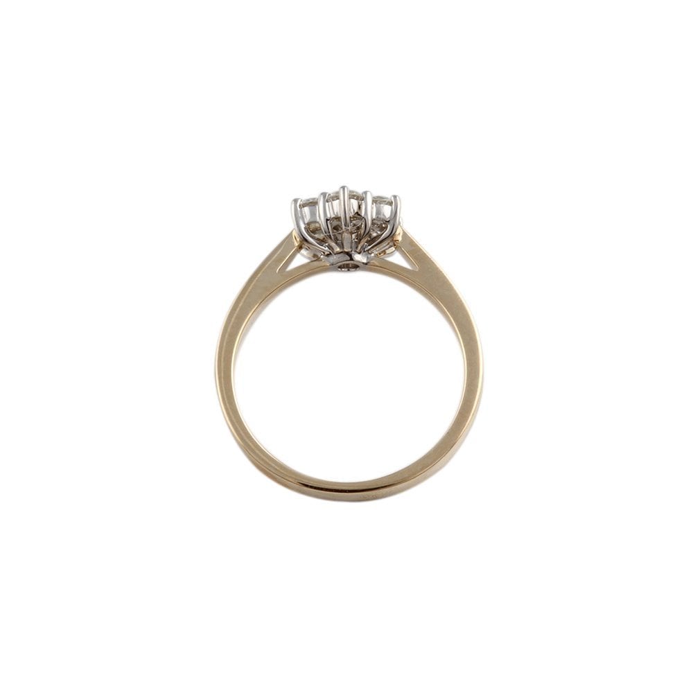 Yellow and White Gold 0.45ct Round Brilliant Diamond Cluster Ring
