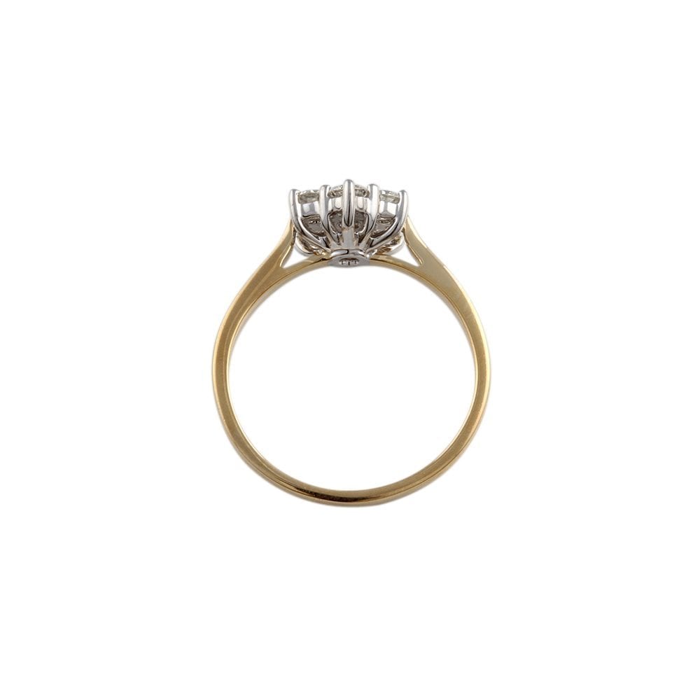 Yellow and White Gold 0.70ct Round Brilliant Diamond Cluster Ring