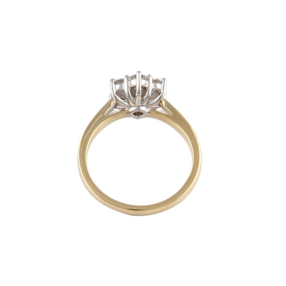 Yellow and White Gold 0.85ct Round Brilliant Diamond Cluster Ring
