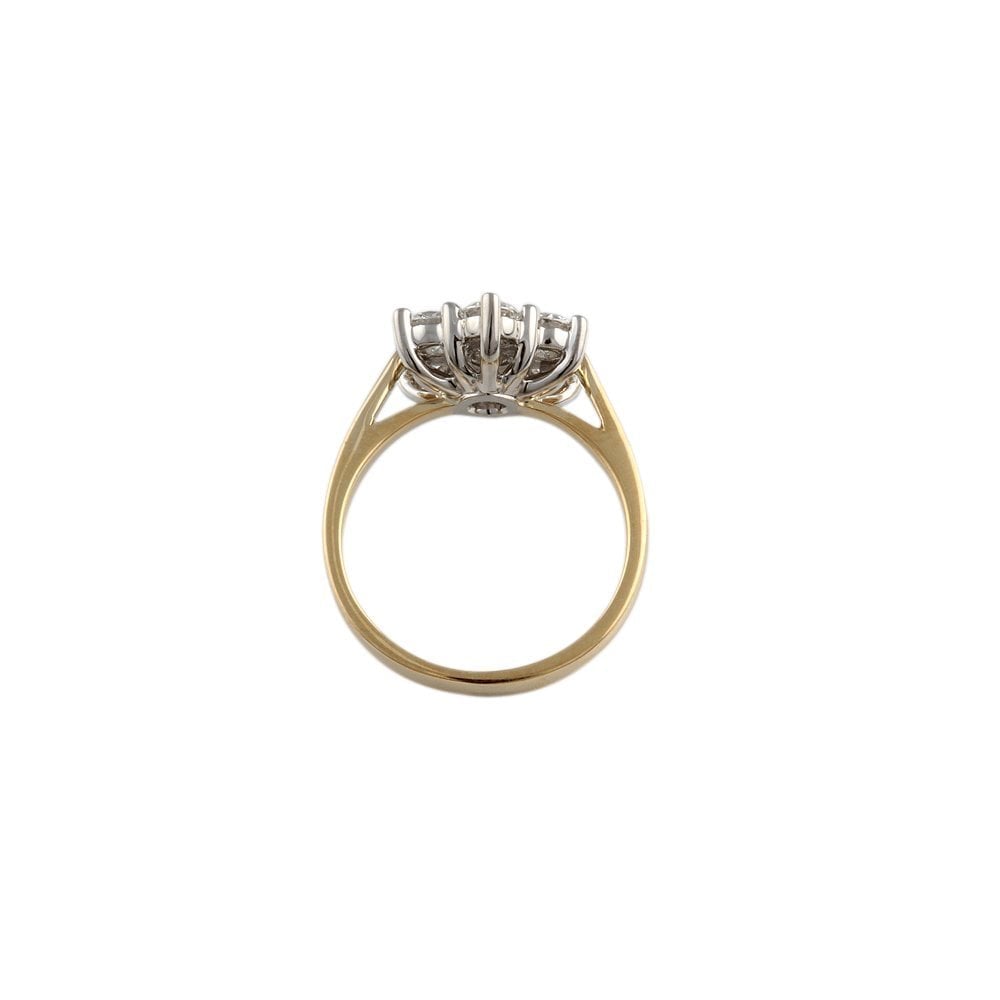 Yellow and White Gold 1.25ct Round Brilliant Diamond Cluster Ring