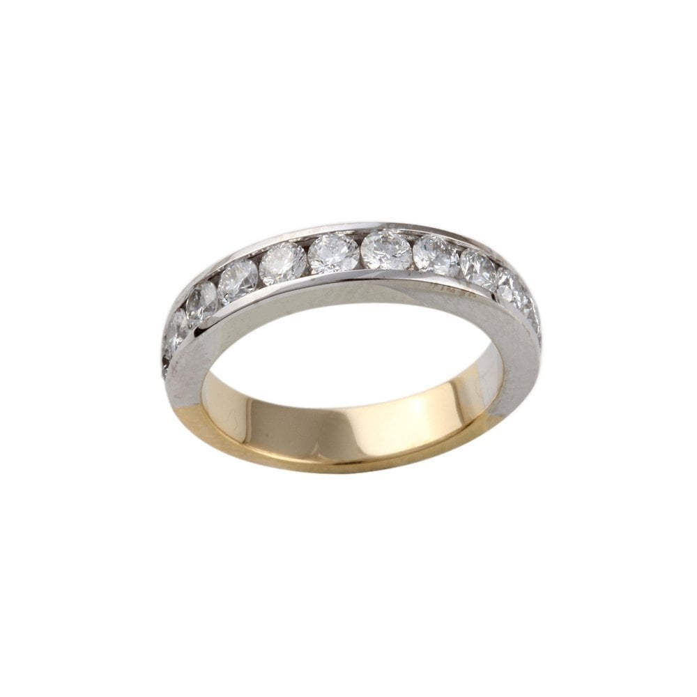 Yellow and White Gold 0.95ct Round Brilliant Diamond Half Eternity Ring