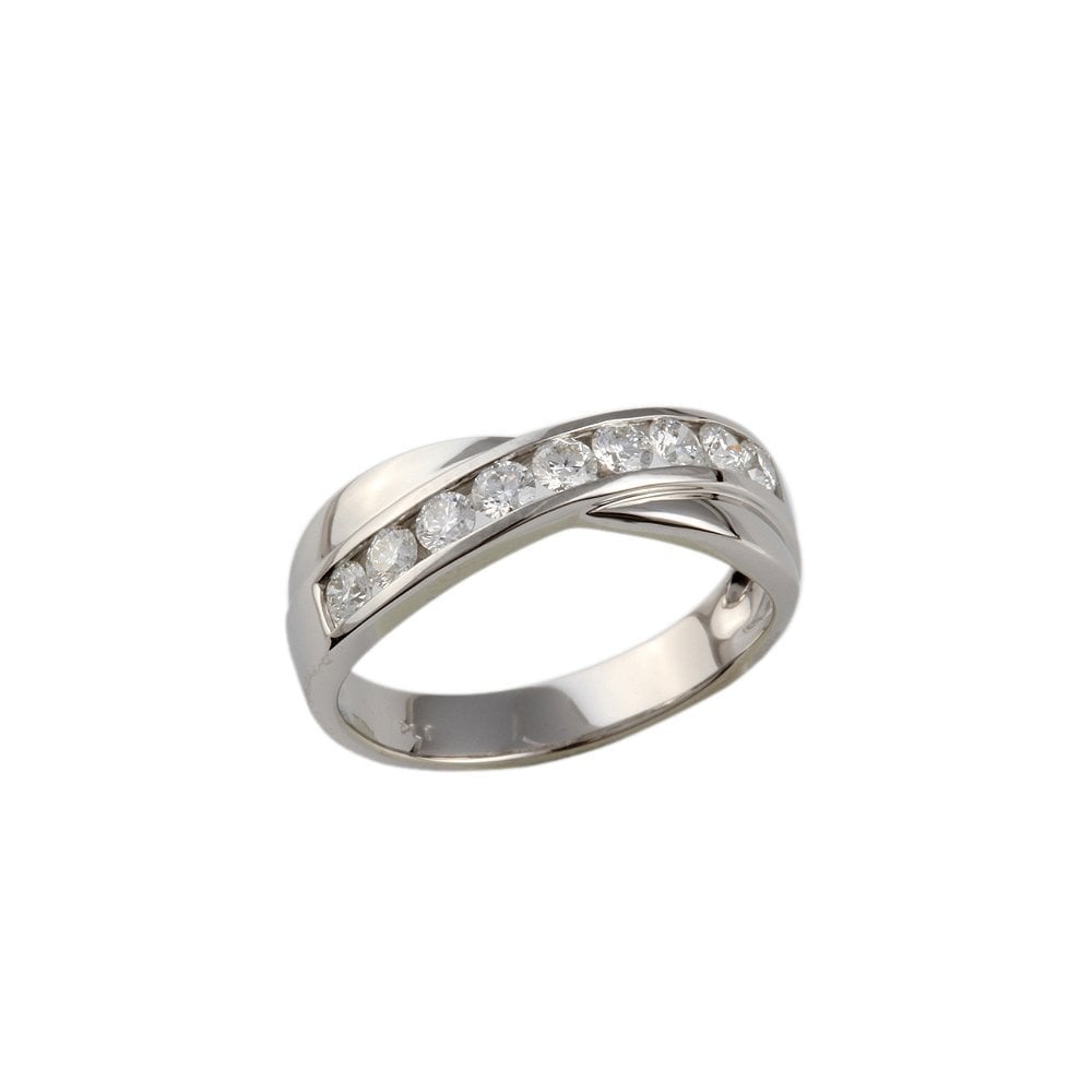 White Gold 0.55ct Round Brilliant Diamond Crossover Half Eternity Ring