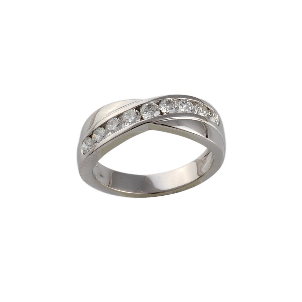 White Gold 0.75ct Round Brilliant Diamond Crossover Half Eternity Ring