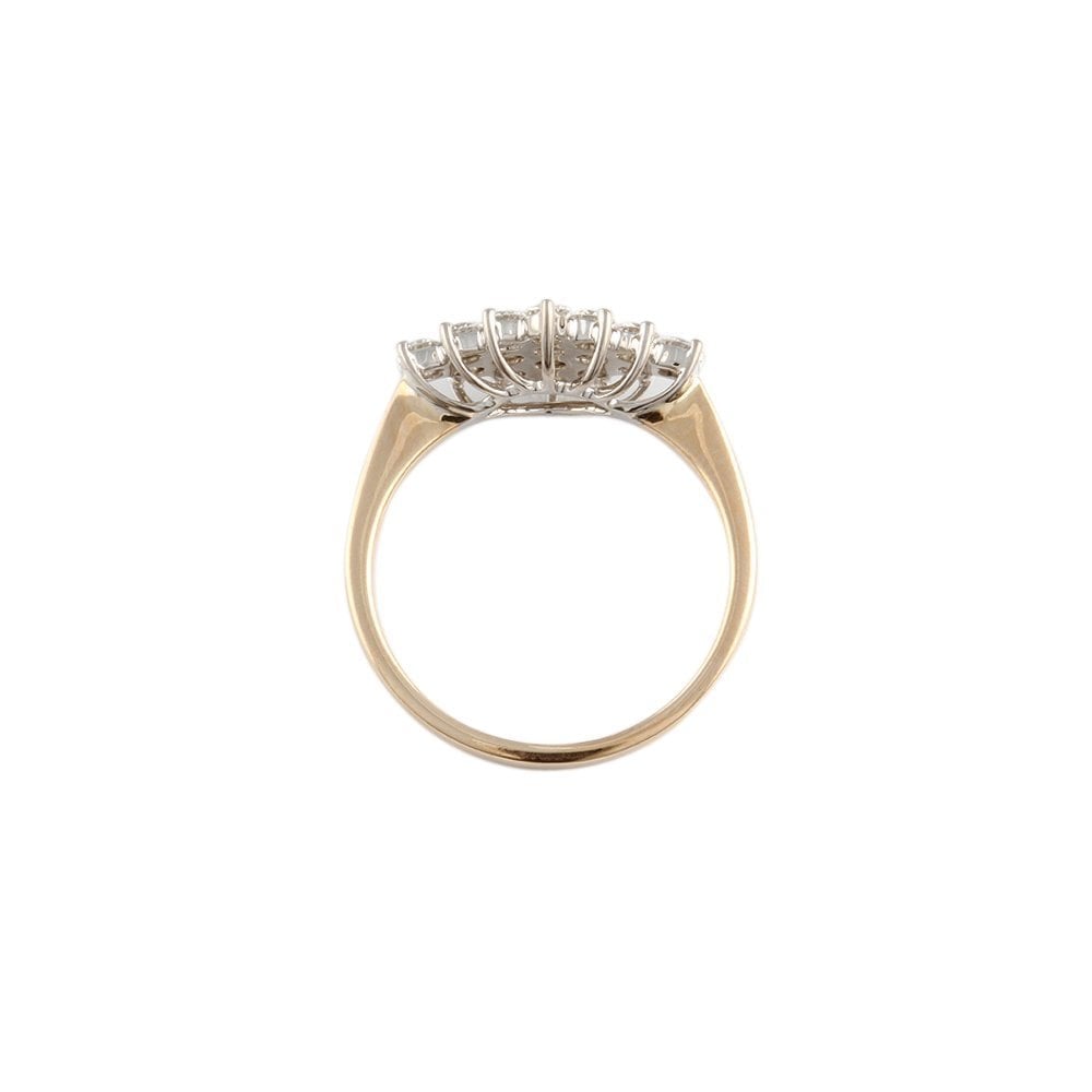Yellow and White Gold 0.70ct Round Brilliant Diamond Cluster Ring