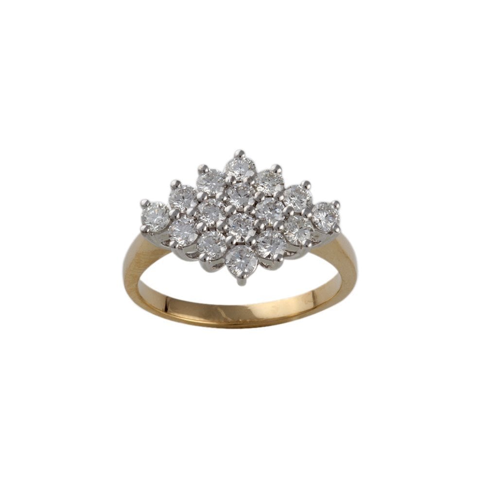 Yellow and White Gold 1.00ct Round Brilliant Diamond Cluster Ring