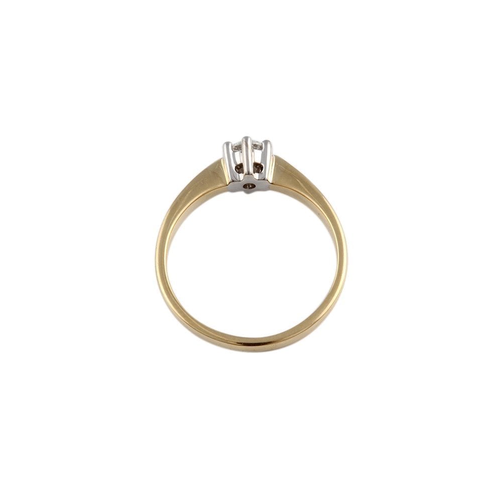 Yellow and White Gold 0.30ct Round Brilliant Diamond Solitaire Ring