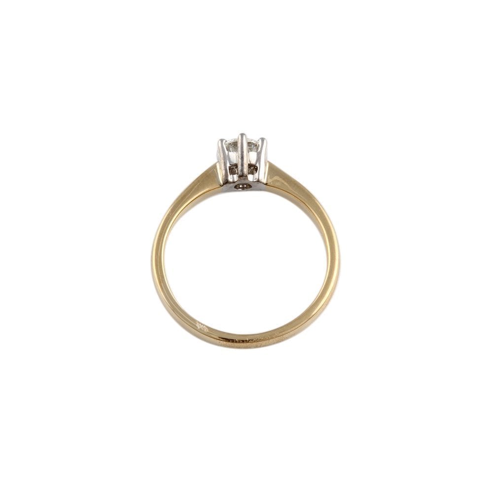 Yellow and White Gold 0.35ct Round Brilliant Diamond Solitaire Ring