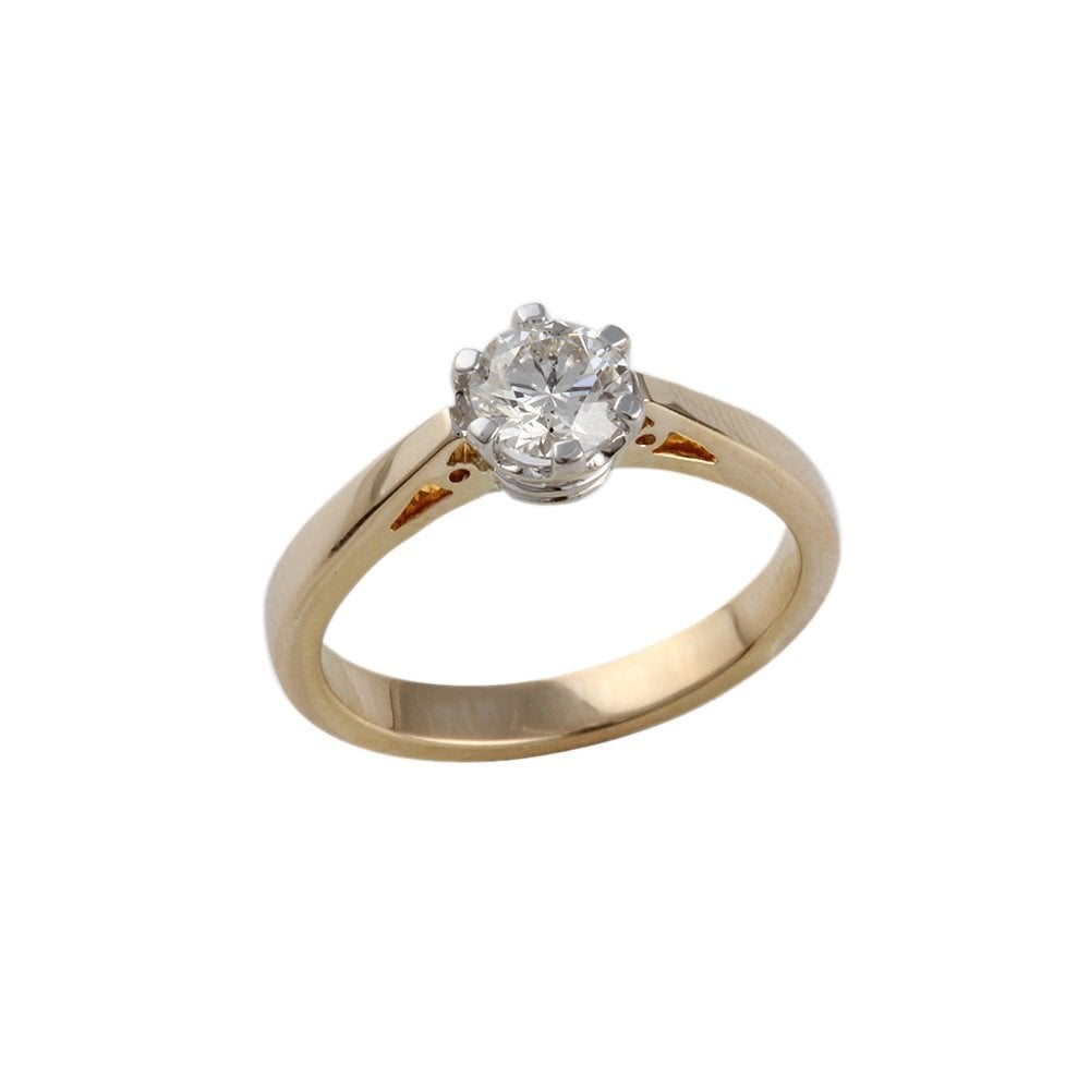 Yellow and White Gold 0.40ct Round Brilliant Diamond Solitaire Ring