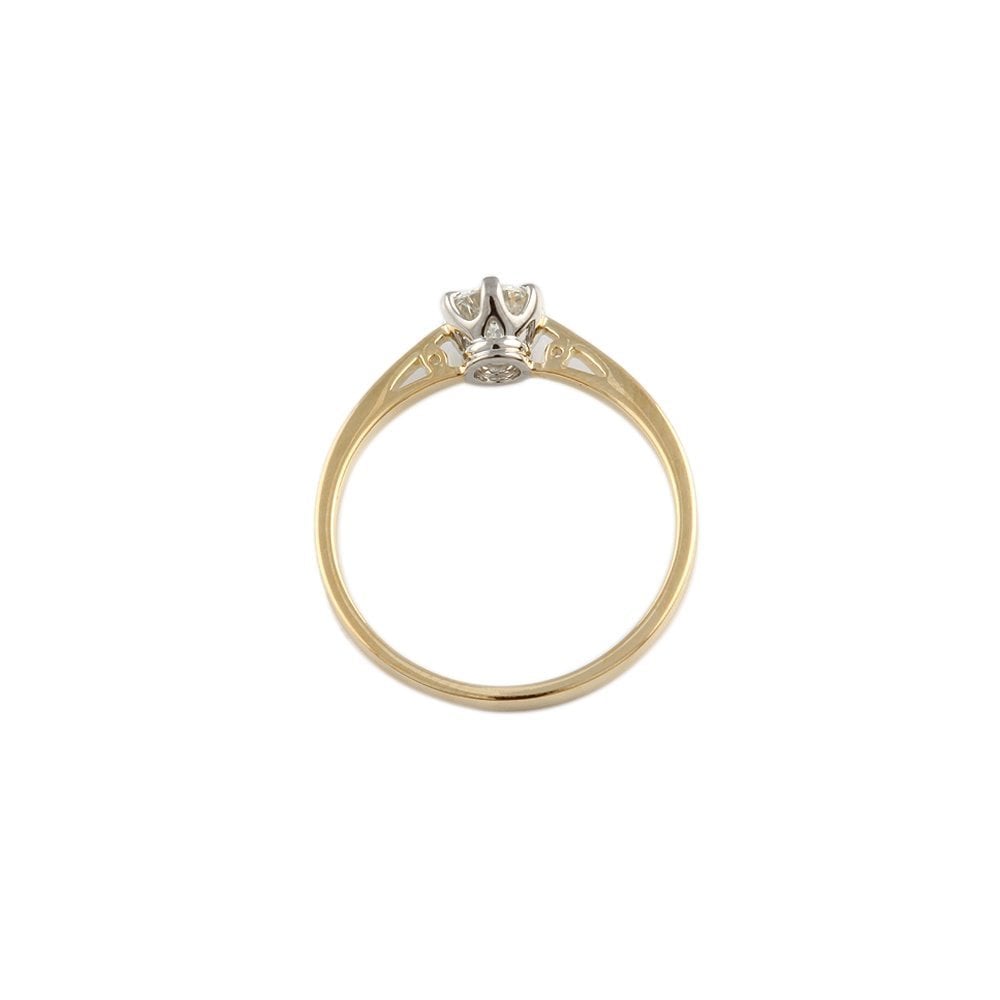 Yellow and White Gold 0.55ct Round Brilliant Diamond Solitaire Ring