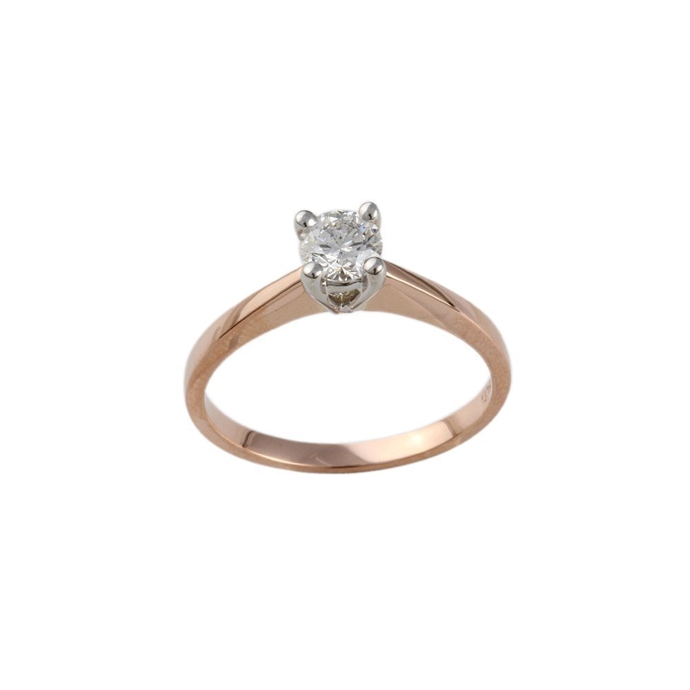 Yellow and White Gold 0.40ct Round Brilliant Diamond Solitaire Ring